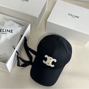 ✨Celine Black Triomphe Baseball Cap